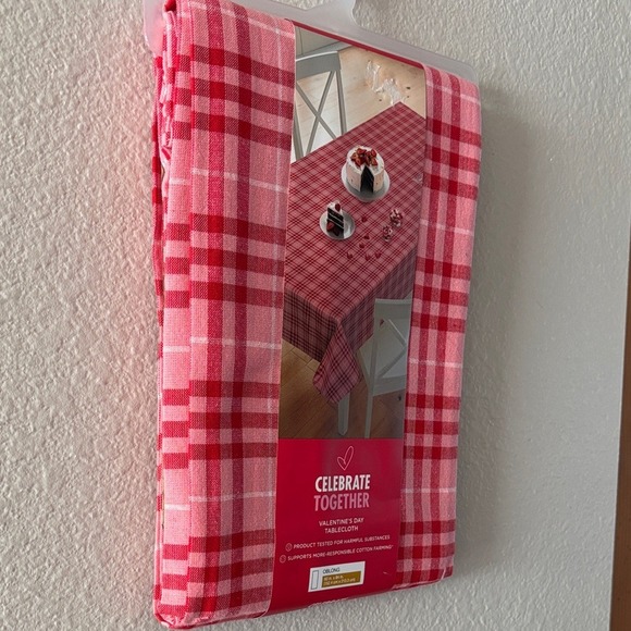 Celebrate Together Red Plaid Gingham Valentines Day Tablecloth Fabric 60" by 84" - Picture 2 of 9